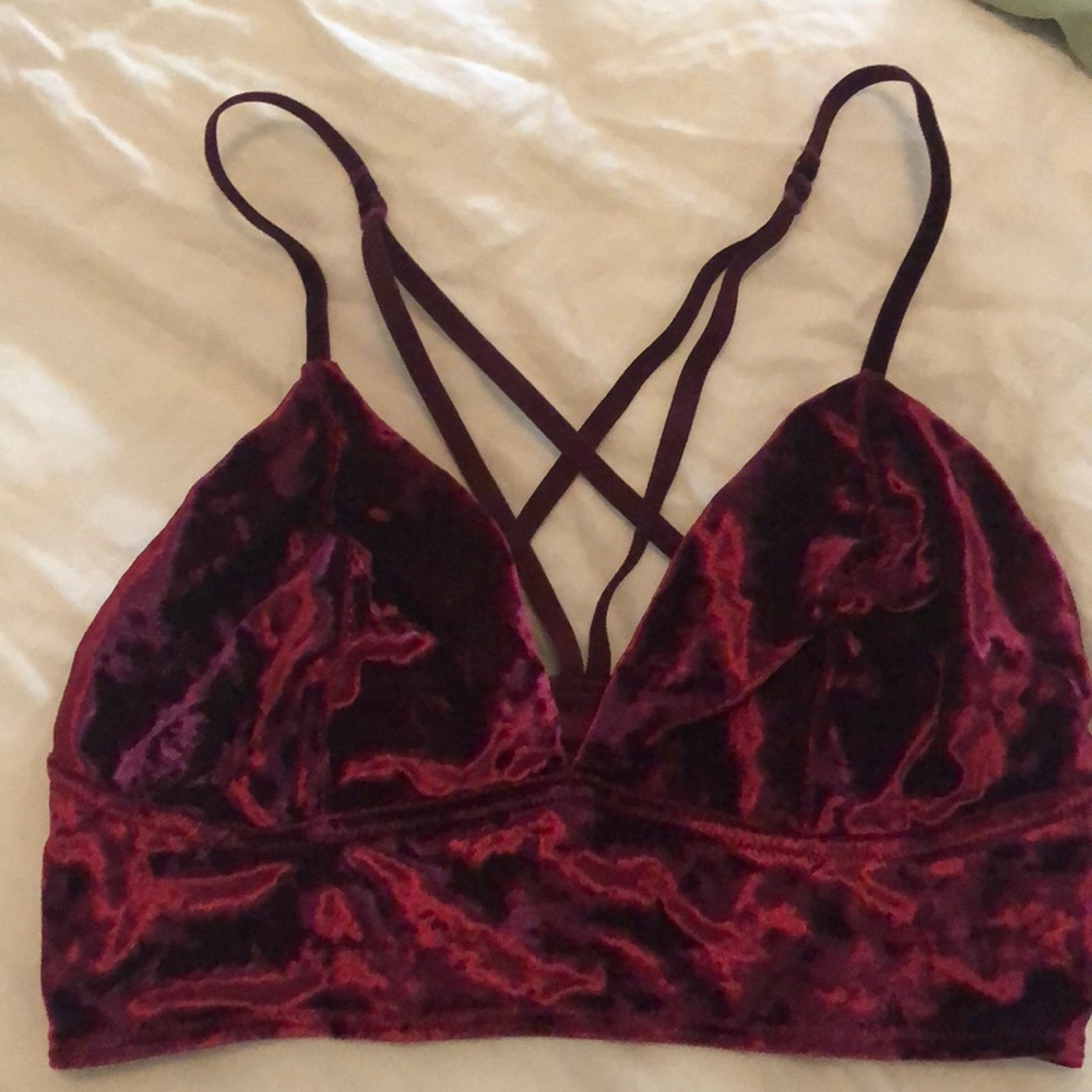 Burgundy velvet bralette